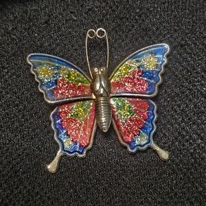 Colorful Vintage Butterfly Brooch
